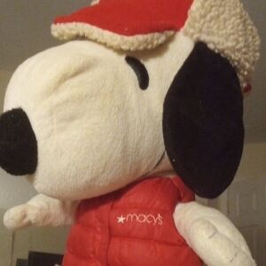 Macy's Red and Black Dog Plush with Cream Accents